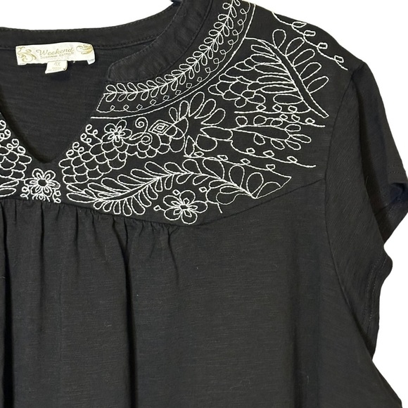 Suzanne Betro black white‎ embroidered tee size 4X - Picture 5 of 7
